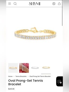 14k Gold over Sterling Silver Oval Prong-Set Tennis Bracelet with Clear Stones